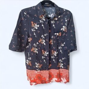 Minimale Animale 100% Silk button down floral blouse fall whimsigoth